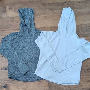 Athleta Girl Heather Charcoal & Light Gray Hooded Tops